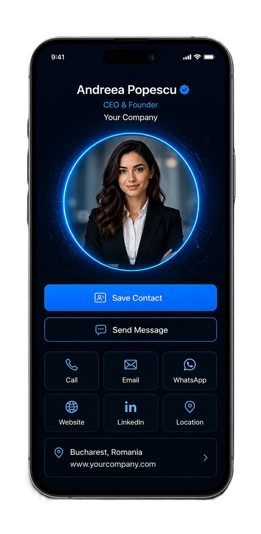 Digital business card preview